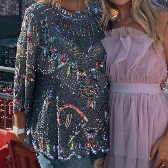 Vintage Beaded Bling Sequin Silk Fertlity Top - Picture 14 of 14